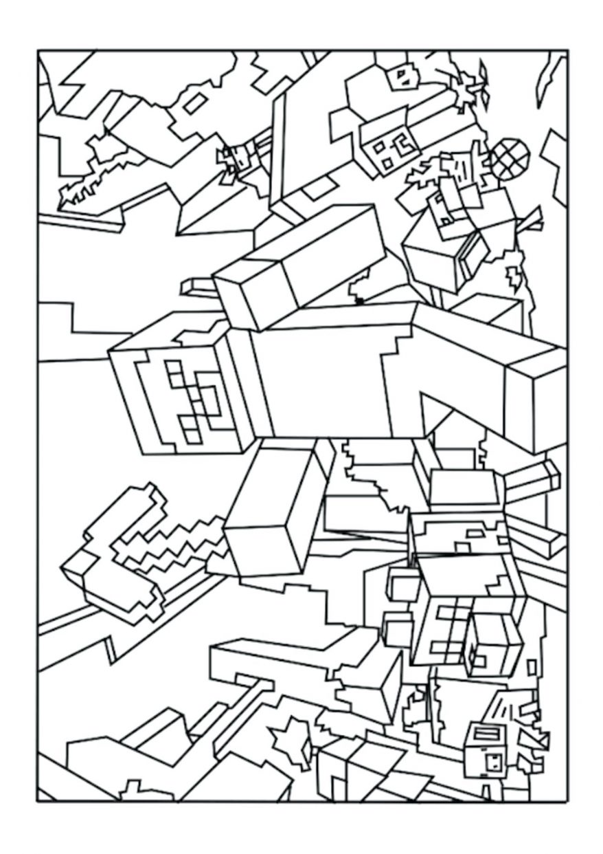 878x1242 Printable Games Creeper Coloring Page 148 Fascinating Minecraft