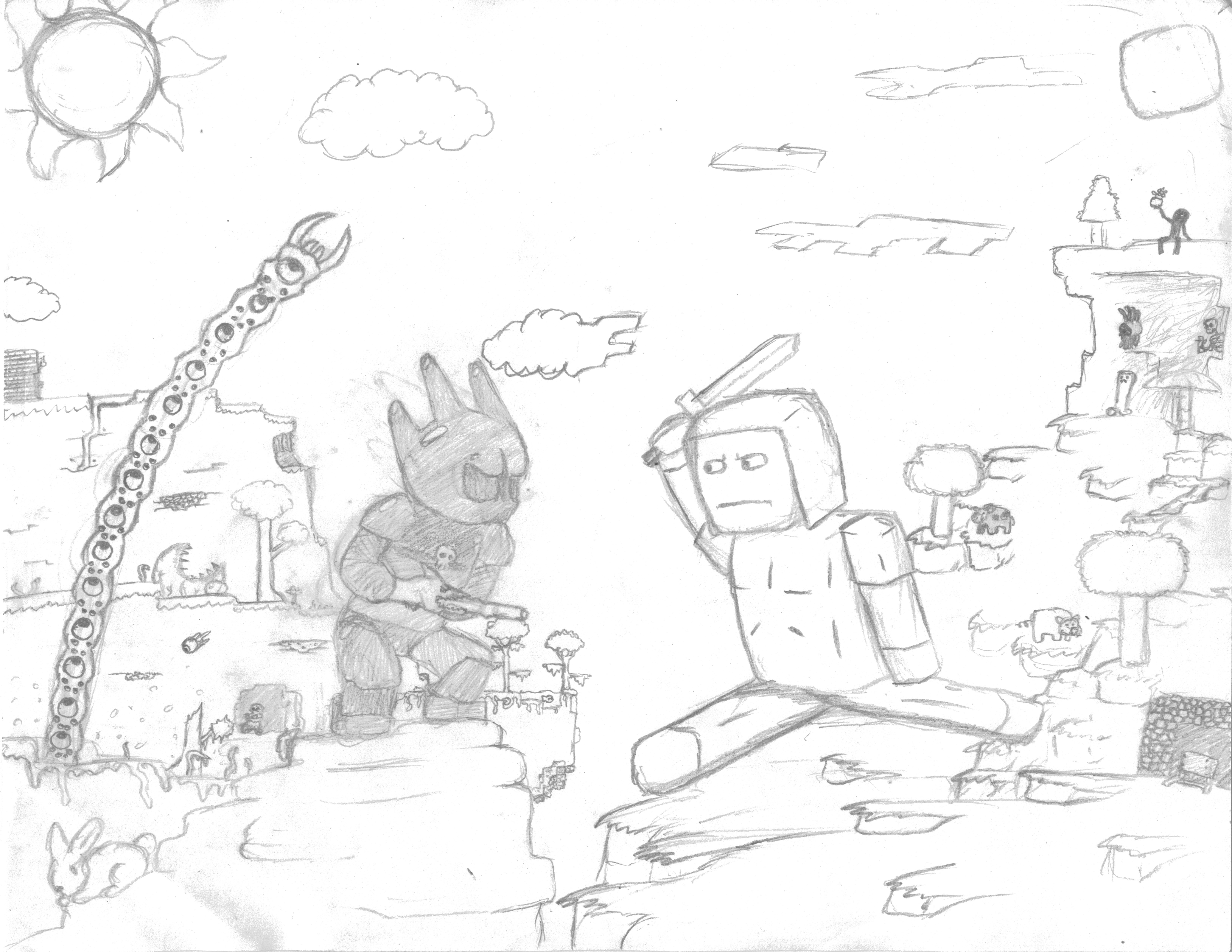 6600x5100 Terraria Vs. Minecraft By Orgeston