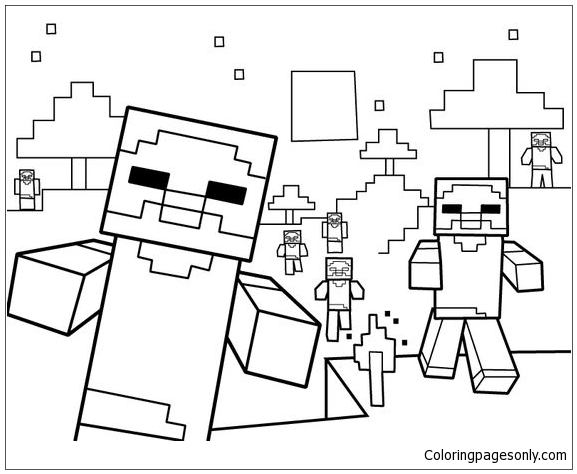 577x474 Minecraft Party Coloring Page