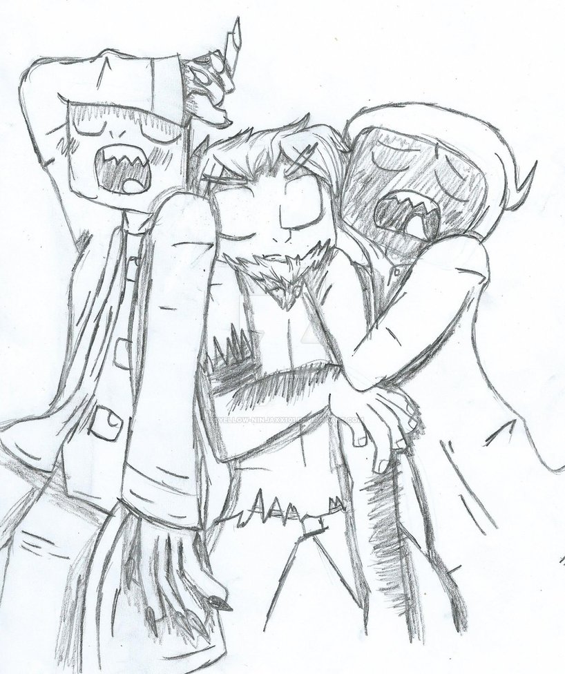 818x976 Drawn Minecraft Black And White