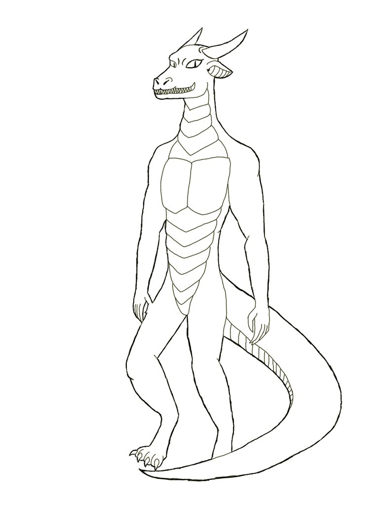 774x1032 Ender Dragon Anthro Black And White By Red Dragon X7