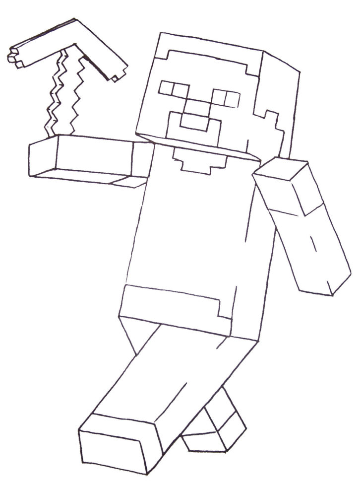728x975 Minecraft Coloring Pages Steve With A Sword Coloring Pages Kids