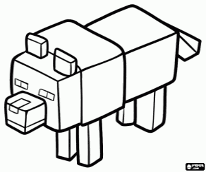 300x250 Minecraft Wolf Coloring Page Printable Game