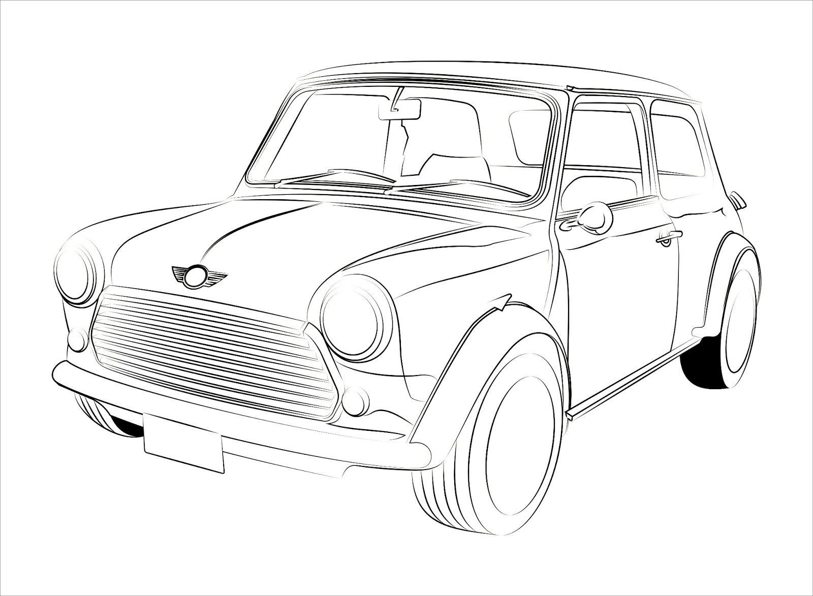 Mini Cooper Line Drawing Sketch Coloring Page Sketches Sketch Coloring Page