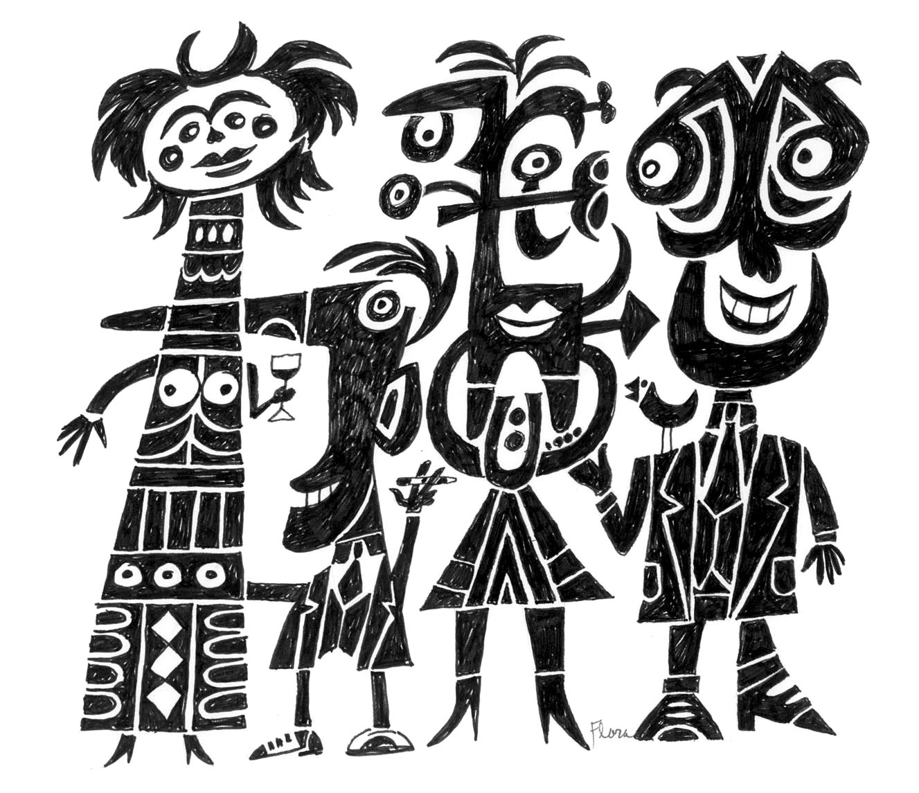 1327x1145 Celebrities (Mini Print) Jim Flora