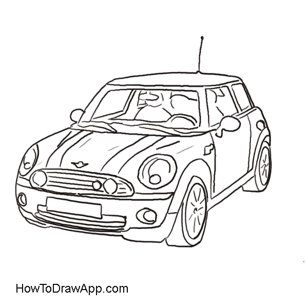 600x600 Drawing Of The Mini Cooper Car Coloring Pages