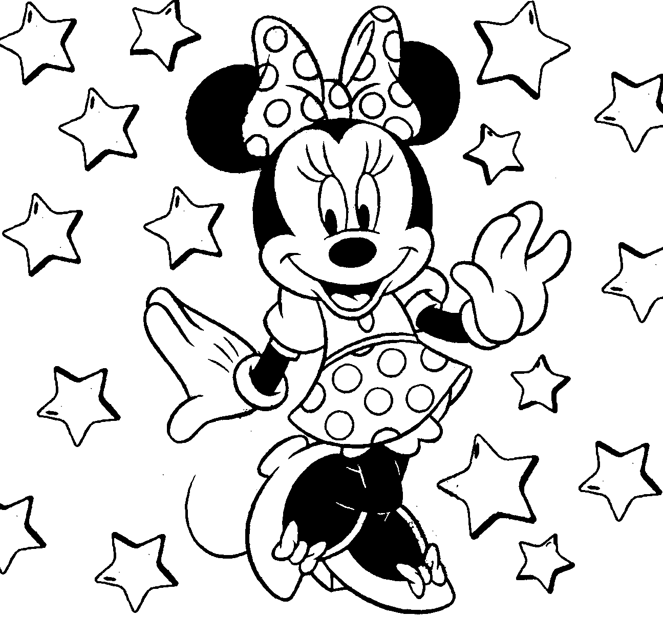 1295x1205 Beautiful minnie mouse disney cartoon for kid coloring drawing
