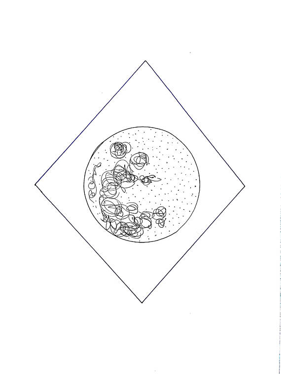 570x759 Minimal Full Moon Ink Drawing