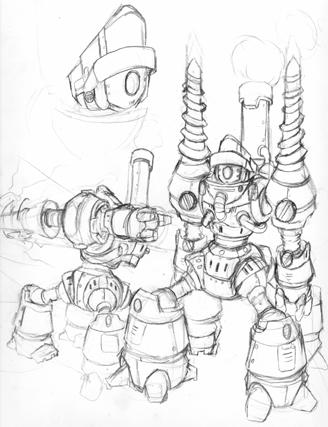 328x427 Mining Robot Sketch By Xcbdh