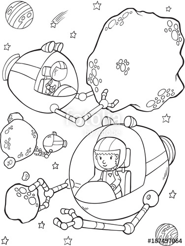 376x500 Outer Space Mining Vector Illustration Art Stock Image