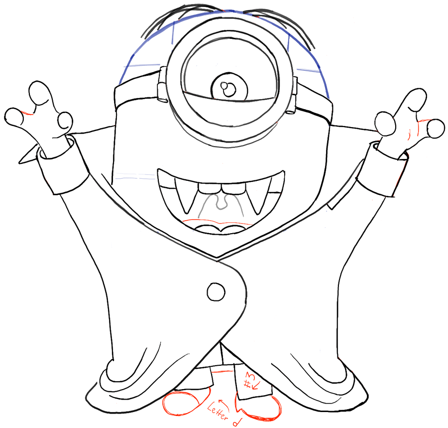 900x859 How To Draw Stuart As A Vampire From Minions Movie 2015 Drawing