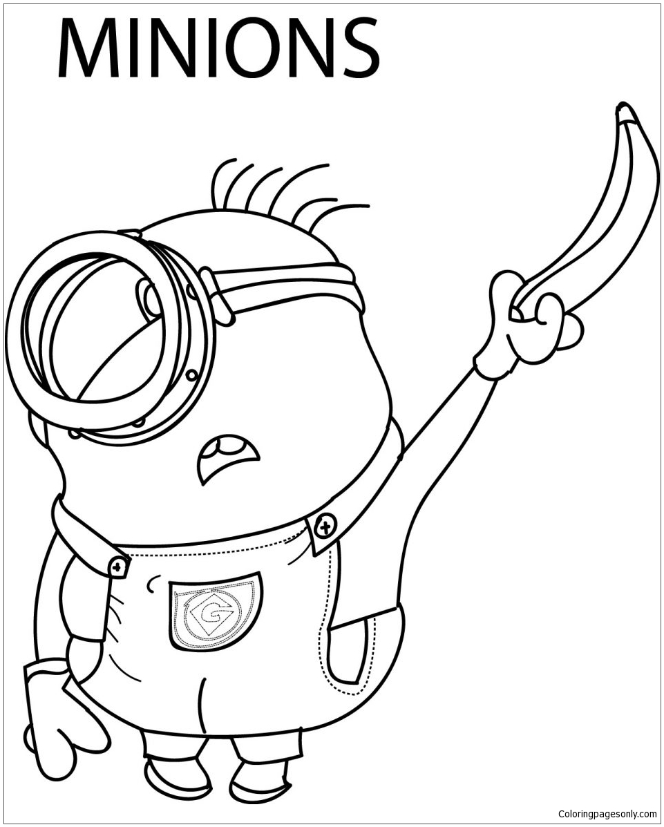 961x1197 Minion With Banana Coloring Page
