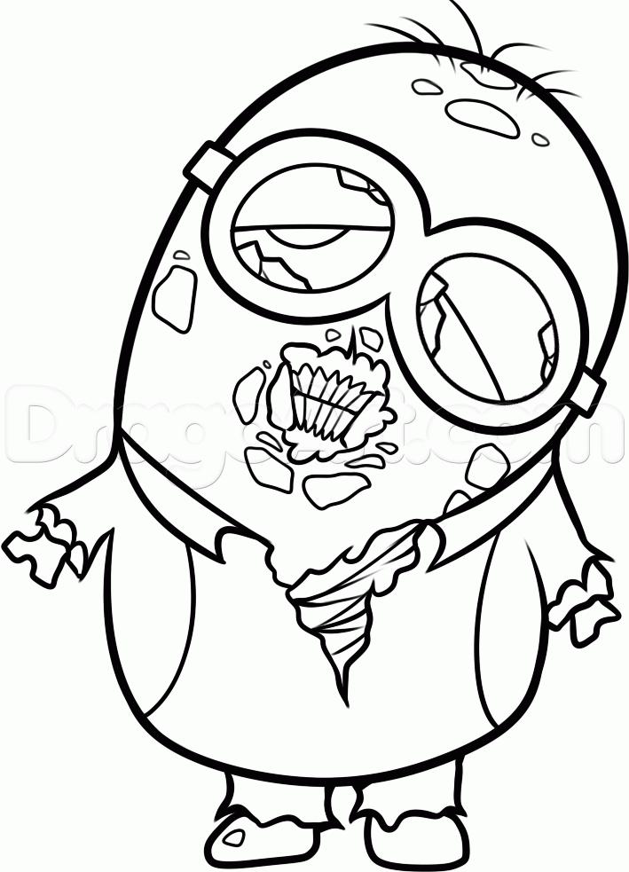 709x983 How To Draw The Zombie Of A Minion With A Pencil Step By Step