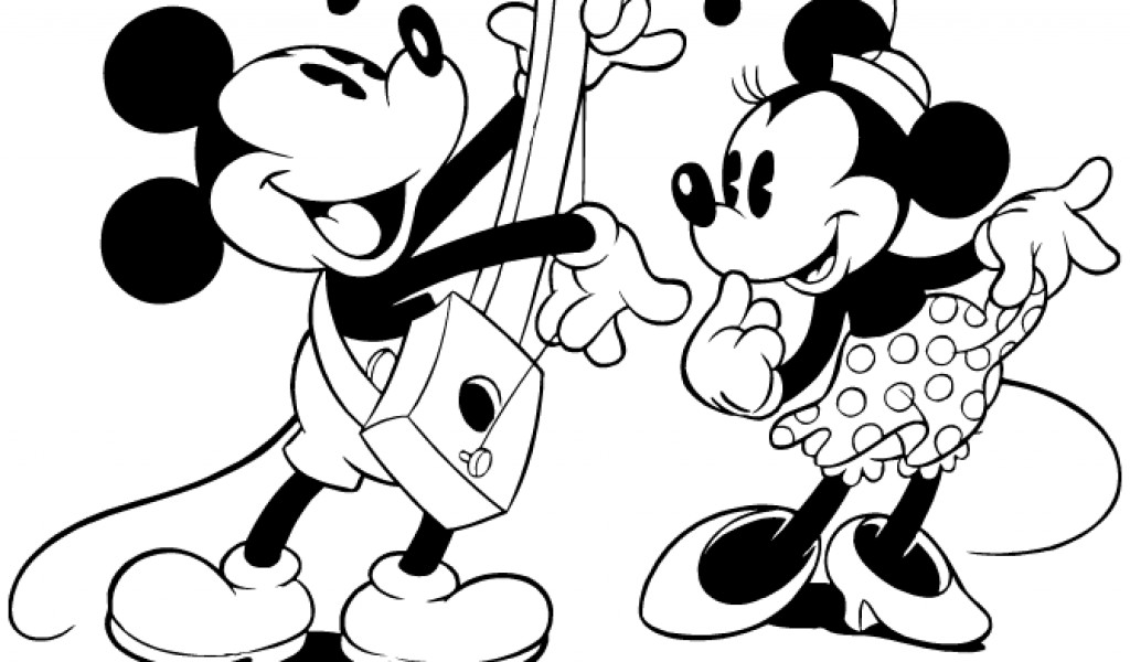 1024x600 Mickey And Minnie Mouse In Love Coloring Pagesfree Coloring Pages