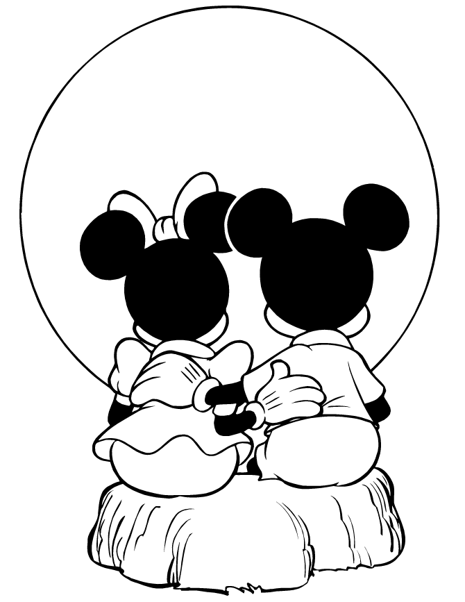 670x867 Mickey And Minnie Mouse Watching Sunset Coloring Page H Amp M Mickey