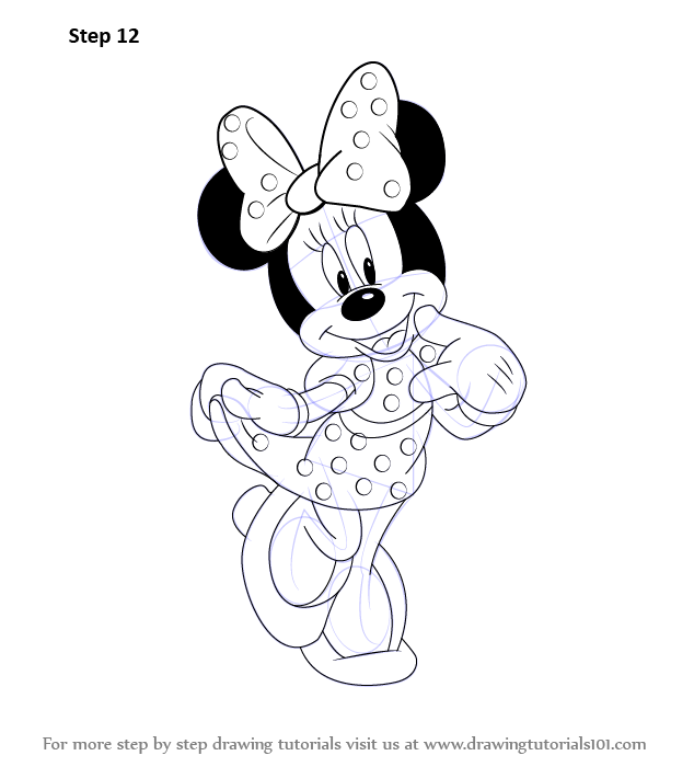 634x700 Learn How To Draw Minnie Mouse (Minnie Mouse) Step By Step