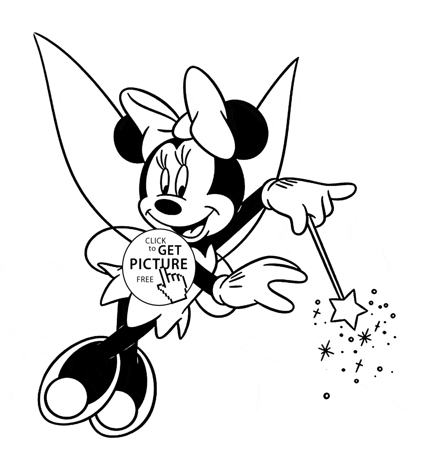 1338x1480 Fairy Minnie Mouse Coloring Page For Kids, For Girls Coloring