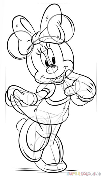 329x575 How To Draw Minnie Mouse Step By Step Drawing Tutorials