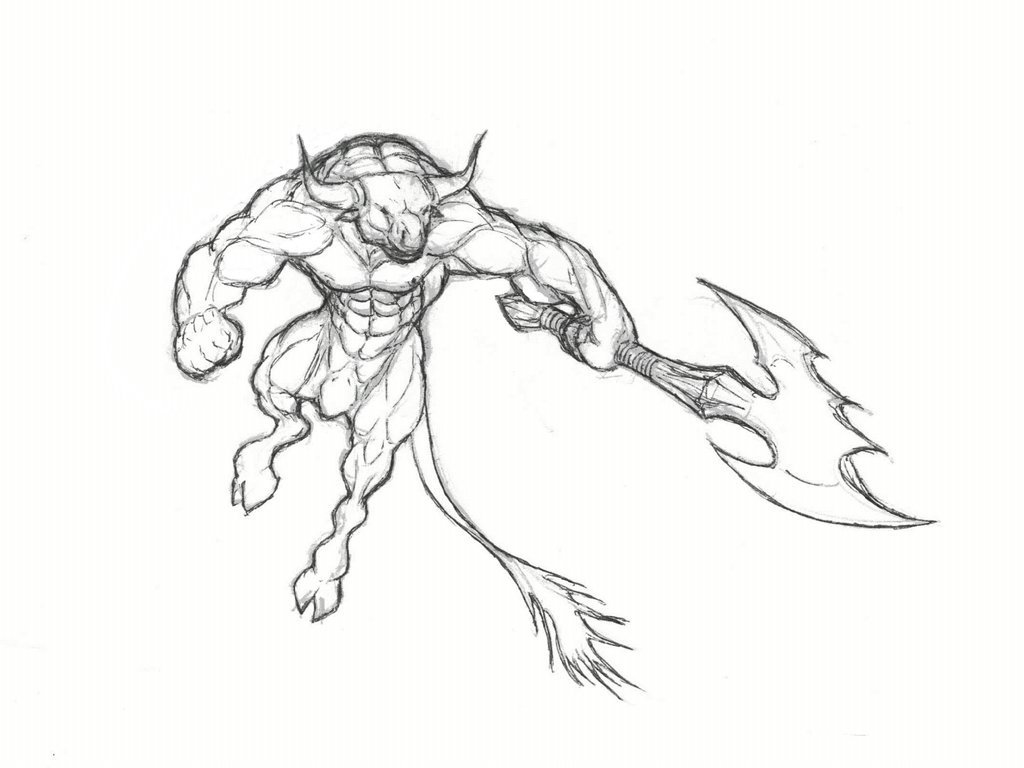 Minotaur Sketch at PaintingValley.com | Explore collection of Minotaur ...