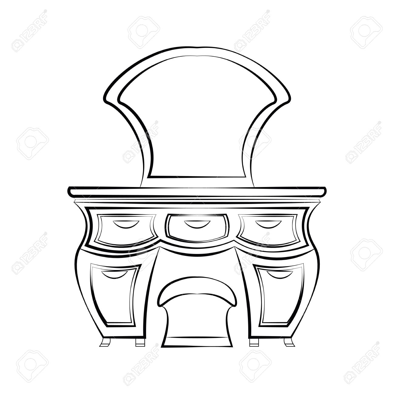 1300x1300 Dressing Table With Mirror In Art Deco Style. Vector Sketch