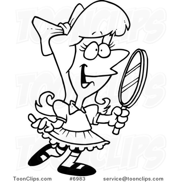 581x600 Cartoon Blacknd White Line Drawing Of Pretty Girl Holding