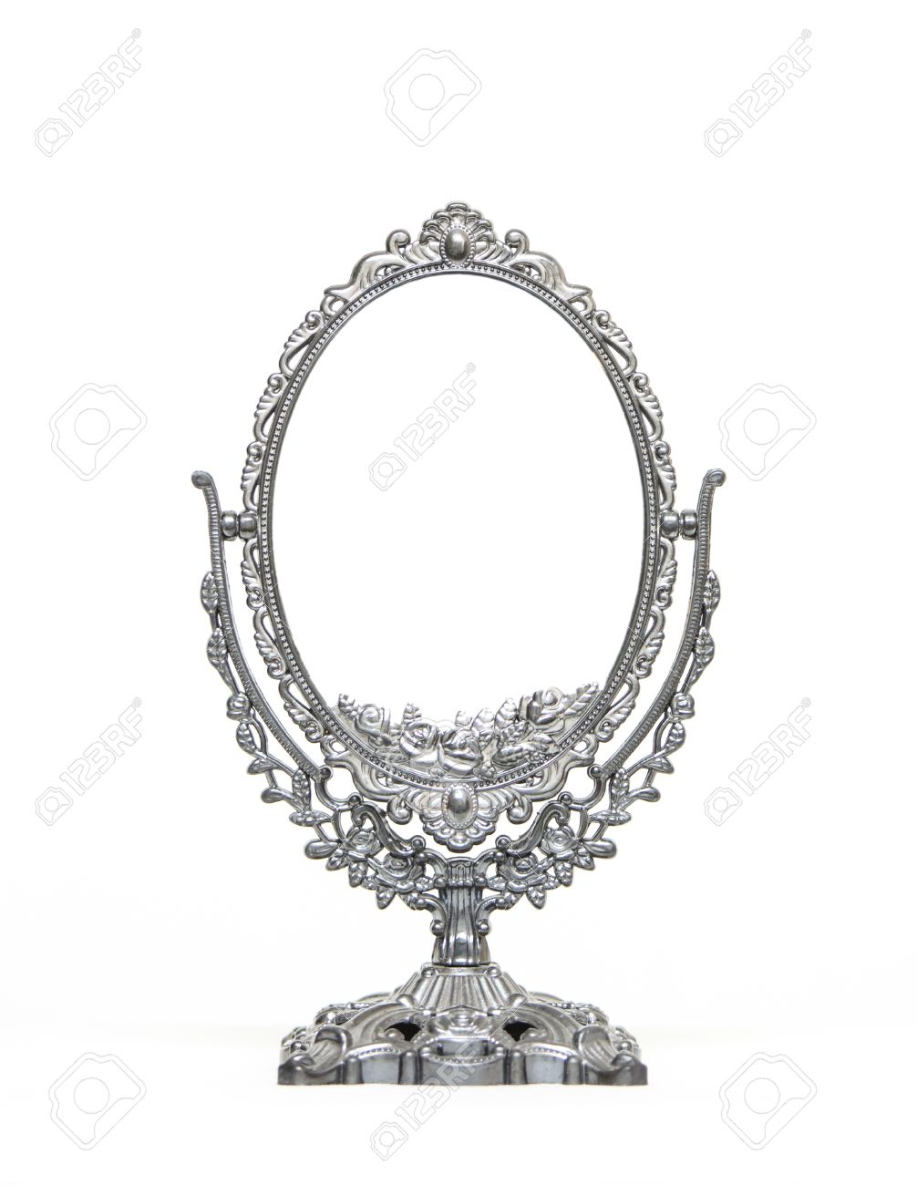 1006x1300 Silver Vintage Mirror Isolated On White Background Stock Photo