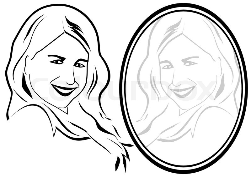 800x566 The Woman In The Mirror Stock Vector Colourbox