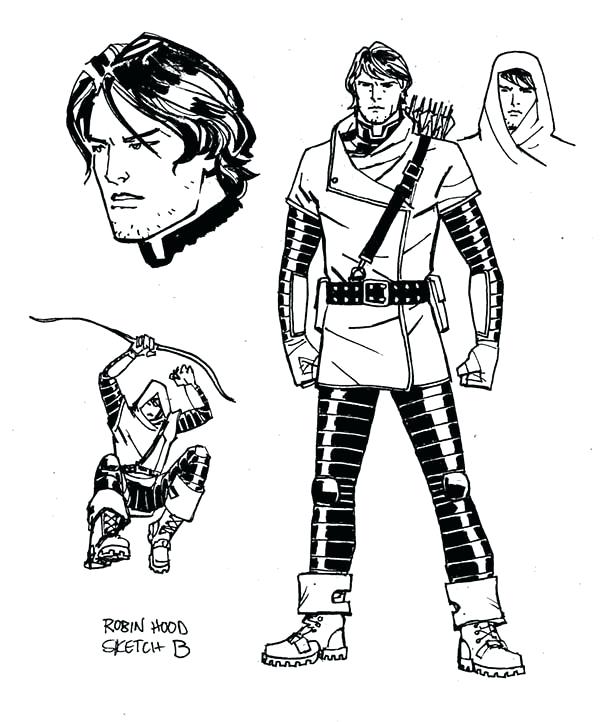 600x722 Awesome Robin Hood Coloring Pages Free Download How To Draw Best