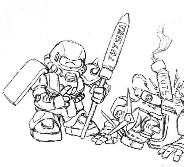 600x545 Sd Zaku And Futsuka Missiles By Darcad