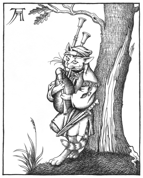 600x745 Spielkatze Mit Dudelsack By Levaleur