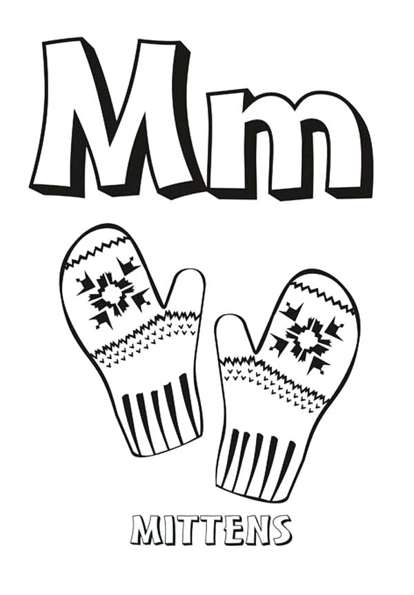 600x862 Mittens Coloring Page Letter M Is For Mittens Coloring Page Winter