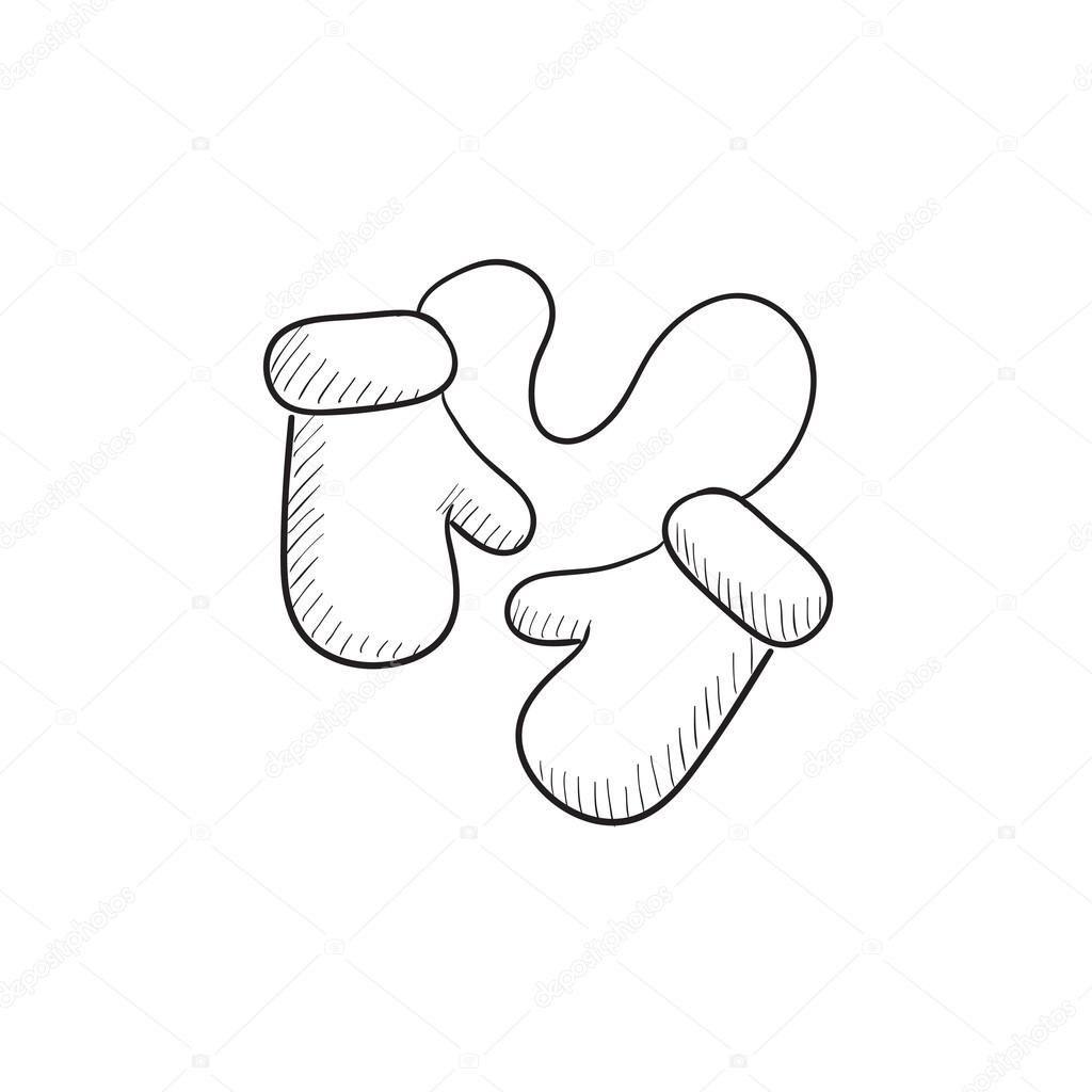 1024x1024 Baby Mittens Sketch Icon. Stock Vector Rastudio
