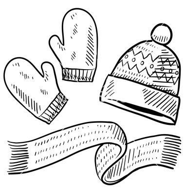 380x400 Doodle Winter Mittens Hat Scarf Vector 1113031
