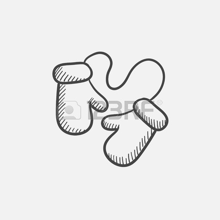 450x450 Hat Mittens For Children Sketch Icon For Web, Mobile