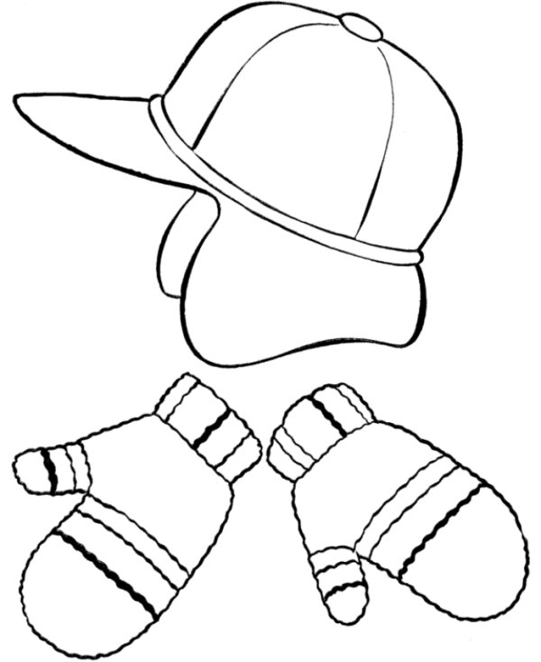 600x734 Hat And Mittens Winter Clothes Coloring Page