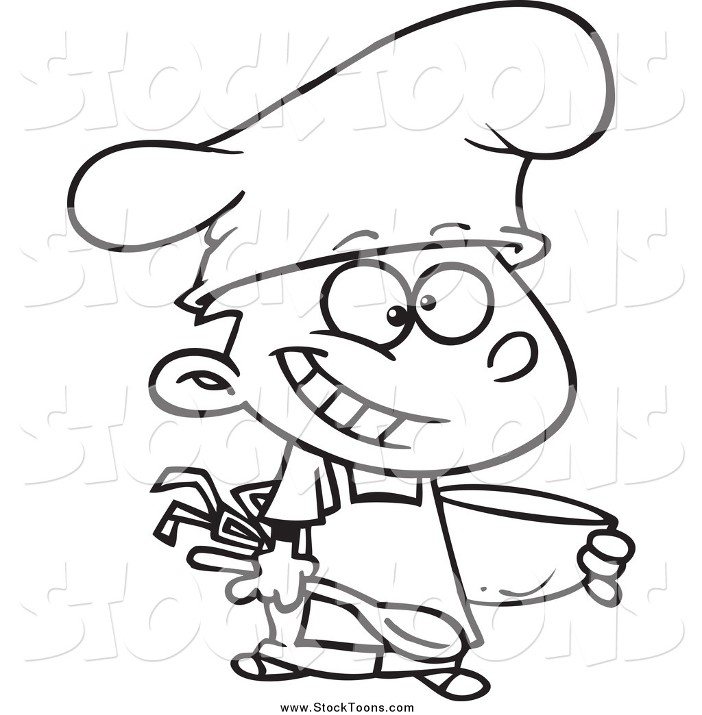 1024x1044 Stock Cartoon Of A Black And White Happy Chef Boy Holding A Mixing
