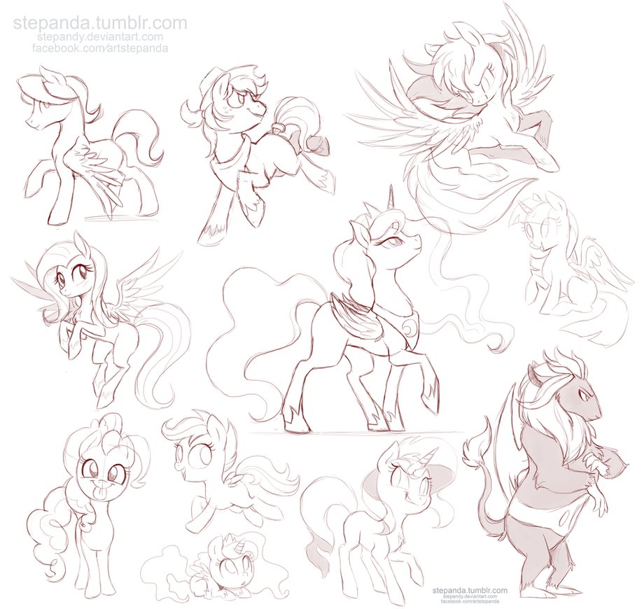 917x870 My Little Pony Free Sketches 4 By Stepandy