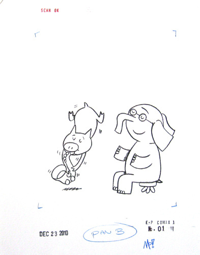 393x500 Mo Willems, Elephant Amp Piggie 9 X 12, Charcoal Pencil