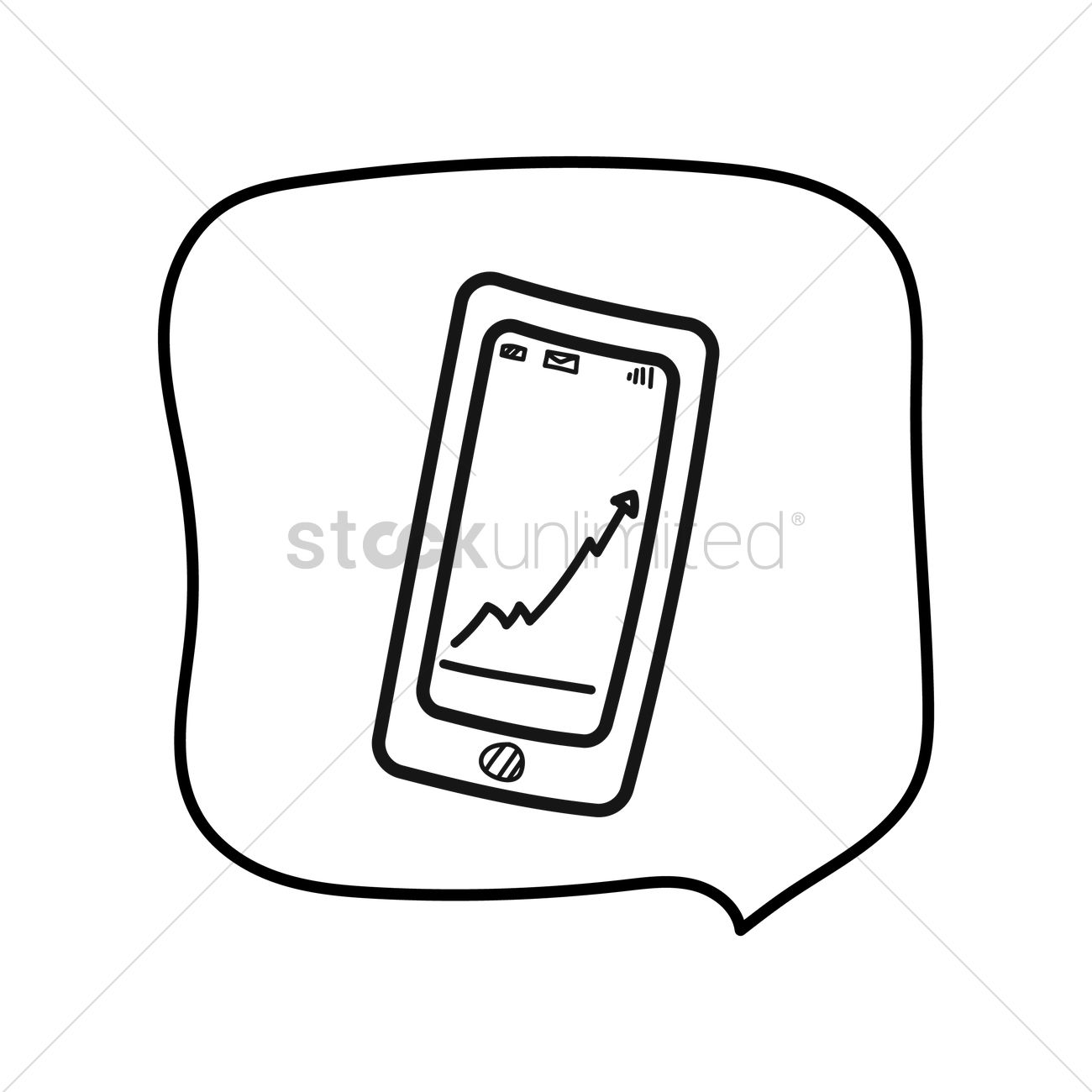 1300x1300 Mobile Phone With Graph Vector Image