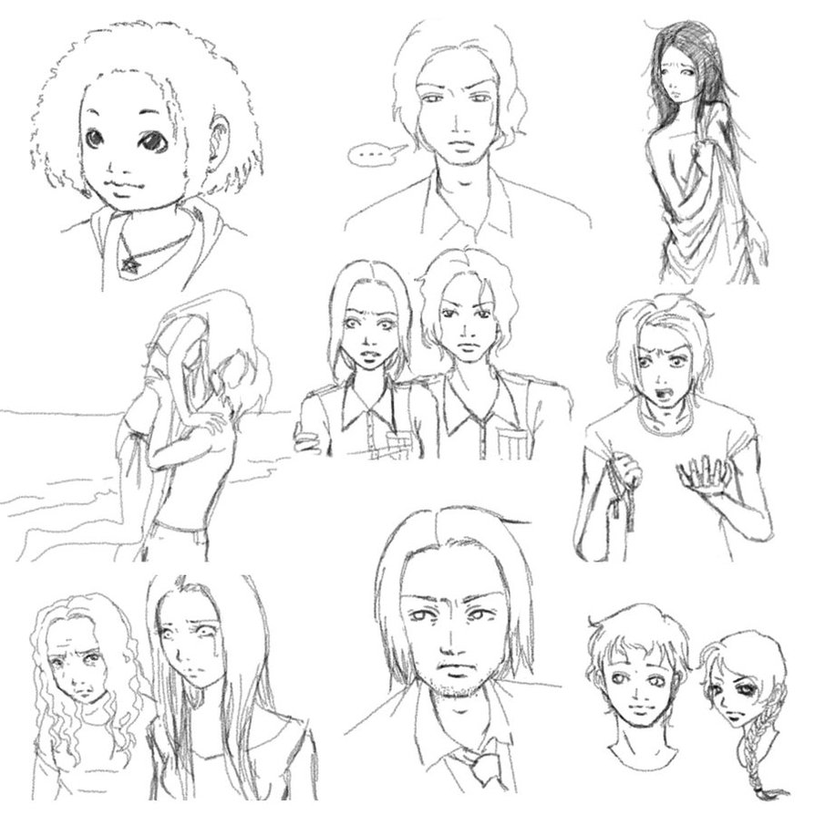 894x894 Hunger Games Character Sketches By Finnodair