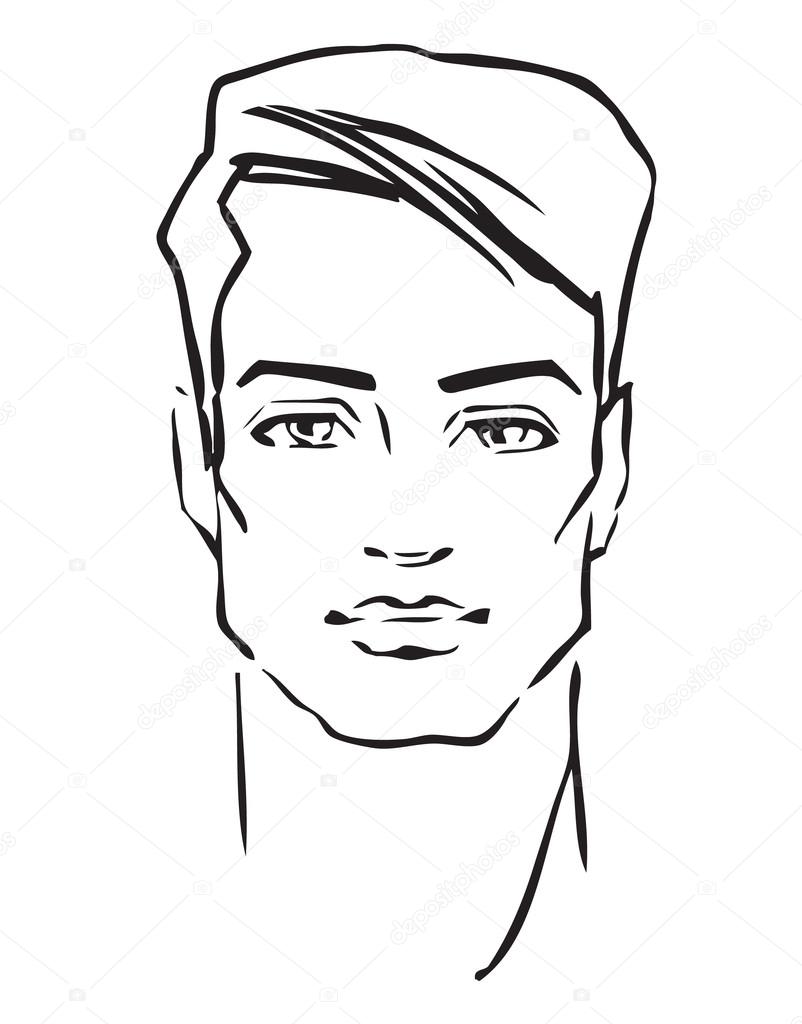 802x1024 Man Face. Hand Drawn Fashion Model Stock Vector Dahabians