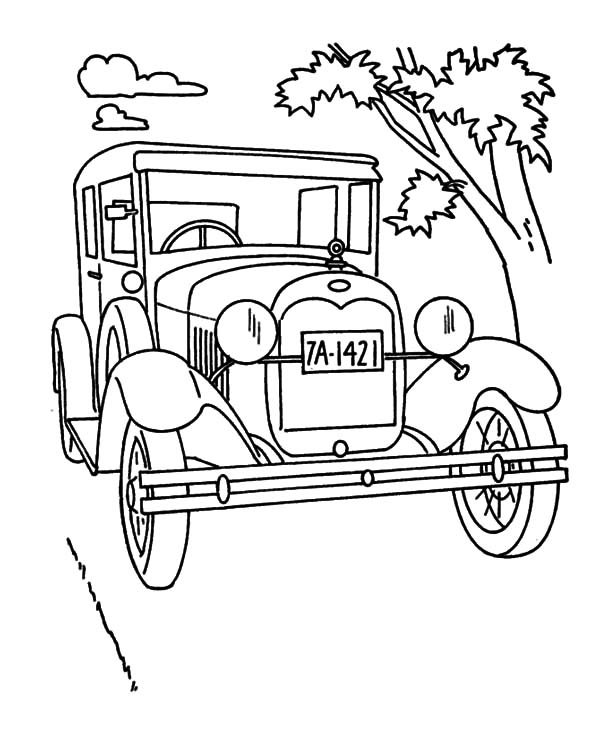 600x734 Model T Car On The Road Coloring Pages Color Luna