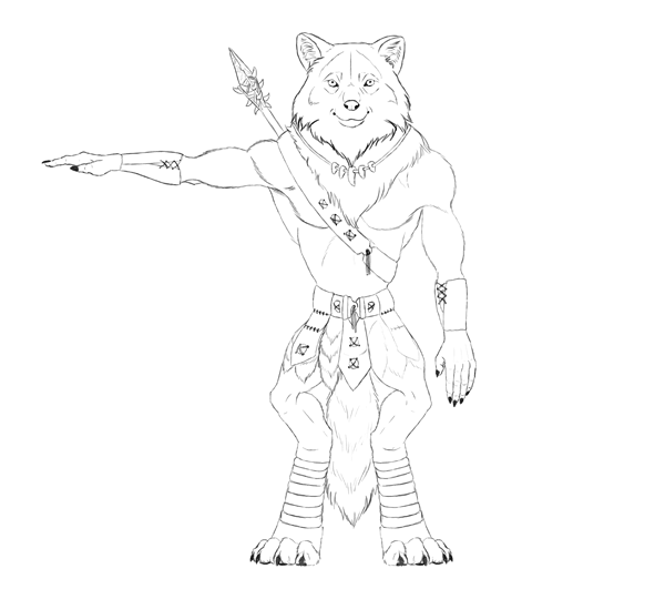600x531 Design And Draw A Model Sheet Of A Werewolf Warrior
