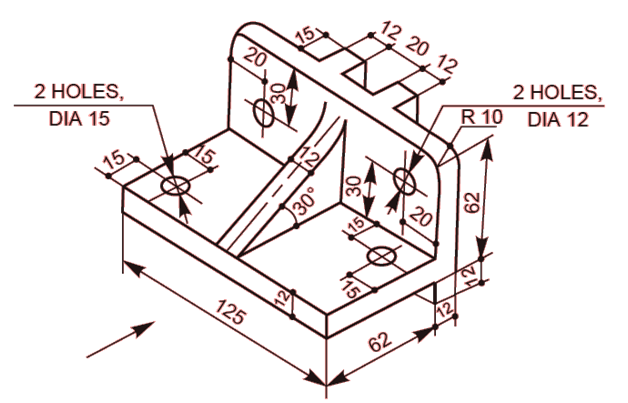 628x403 Orthographic Exercise Cad Drawing Practice Isometric Drawings