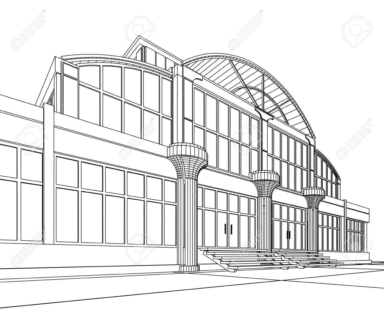 1300x1065 3d Architectural Abstract Office. Concept