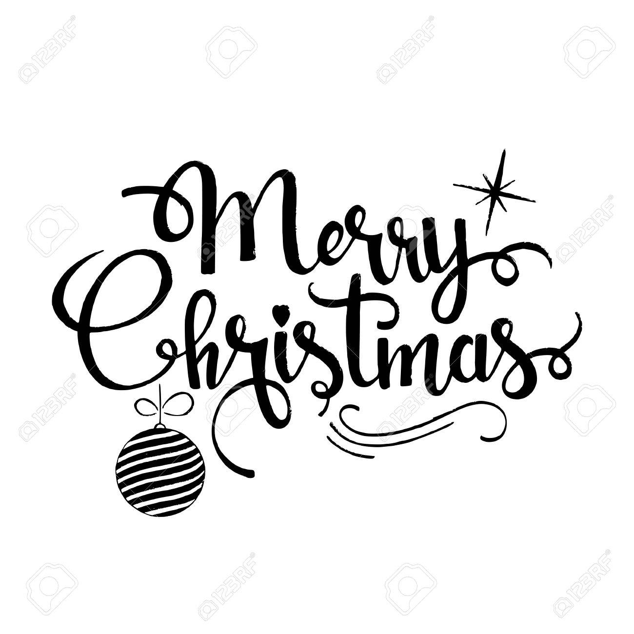 1300x1300 Merry Christmas Lettering. Modern Hand Drawn Calligraphy