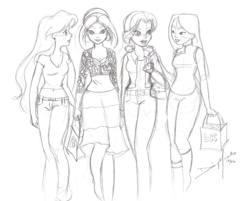 995x803 Modern Day Princesses Sketch By Jupta