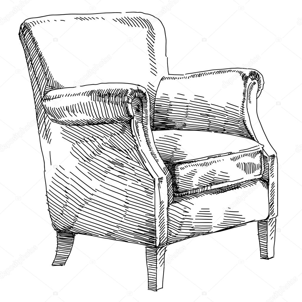 1024x1024 Modern Interior Hand Drawing Vector. Stock Vector