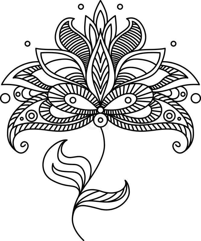 666x800 Paisley Line Drawing Ornate Floral Design Element With A Large
