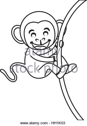 300x432 Cute Mokey Cartoon Icon Vector Illustration Graphic Design Stock